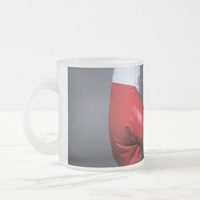 Boxing gloves  frosted glass coffee mug (Left)
