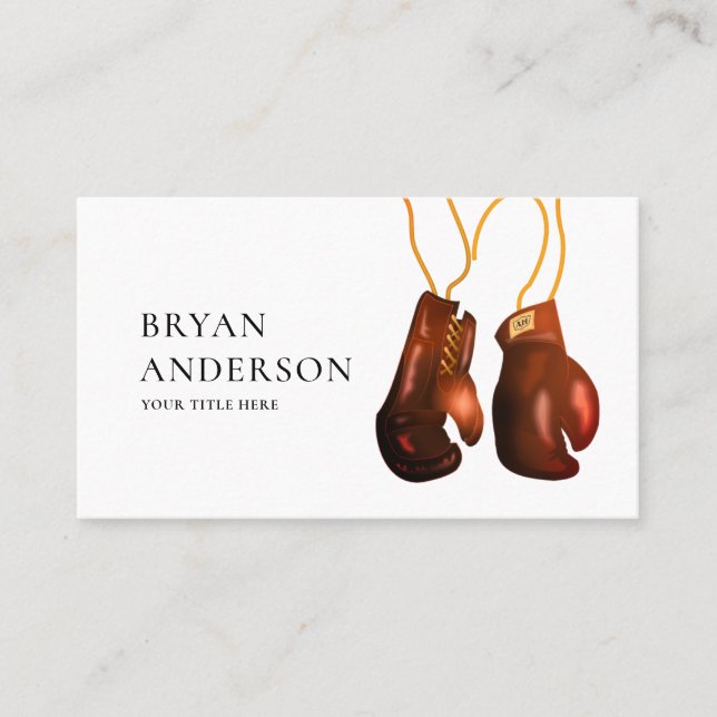 Boxing Gloves Hanging Business Card (Front)