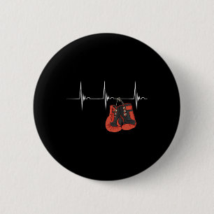Boxing Gloves Heartbeat Ekg Pulse Mma Boxing Kickb 6 Cm Round Badge