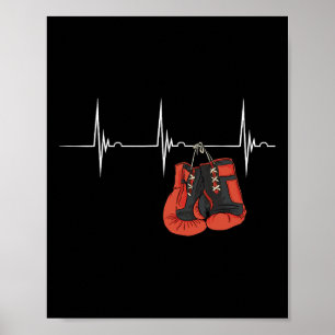 Boxing Gloves Heartbeat Ekg Pulse Mma Boxing Kickb Poster