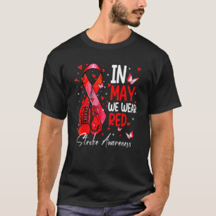 Boxing Gloves In May We Wear Red Stroke Awareness T-Shirt