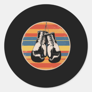 Boxing Gloves Kickboxing Boxing Lover Retro Boxer Classic Round Sticker