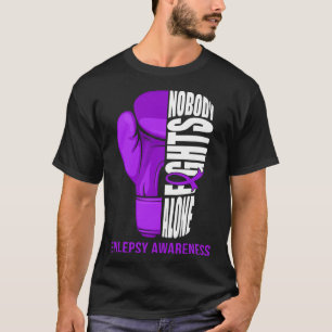 Boxing Gloves Nobody Fights Alone Epilepsy Cancer T-Shirt