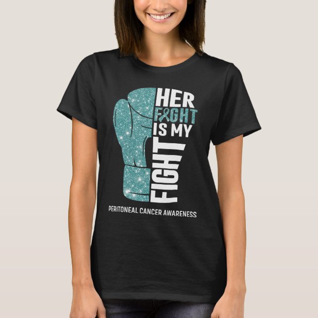 Boxing Gloves Peritoneal Cancer Warrior T-Shirt (Front)