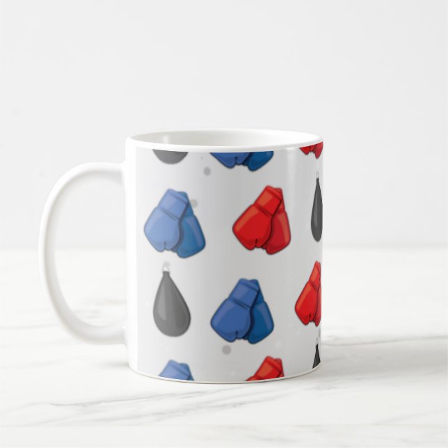 Boxing Gloves Seamless Pattern Coffee Mug (Left)