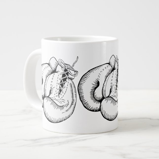 BOXING GLOVES SPORTY DESIGN LARGE COFFEE MUG (Front Left)