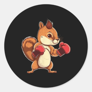 Boxing Gloves Squirrel Boxer Kickboxer Kickboxing  Classic Round Sticker