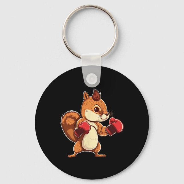 Boxing Gloves Squirrel Boxer Kickboxer Kickboxing  Key Ring (Front)