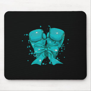 Boxing Gloves Teal Ribbon Cervical Cancer Awarenes Mouse Mat