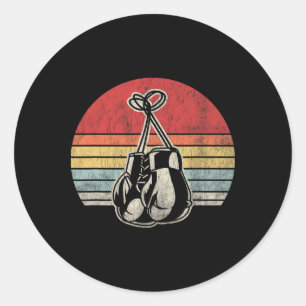 Boxing Gloves Vintage Style Retro Sunset Classic Round Sticker