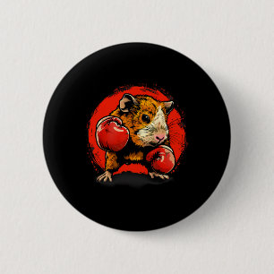 Boxing Guinea Pig With Boxing Gloves Kickboxing Fu 6 Cm Round Badge