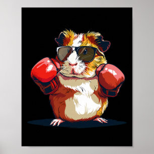 Boxing Guinea Pig With Boxing Gloves Kickboxing Fu Poster