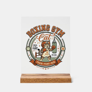 Boxing Gym Cat Boxing Gym Cat Vintage Vector Art S Acrylic Sign