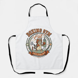 Boxing Gym Cat Boxing Gym Cat Vintage Vector Art S Apron