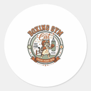 Boxing Gym Cat Boxing Gym Cat Vintage Vector Art S Classic Round Sticker
