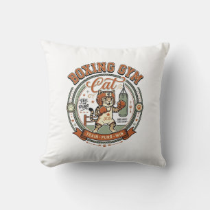 Boxing Gym Cat Boxing Gym Cat Vintage Vector Art S Cushion