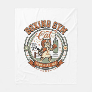 Boxing Gym Cat Boxing Gym Cat Vintage Vector Art S Fleece Blanket