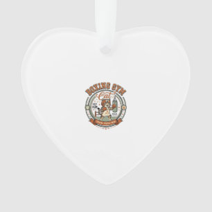 Boxing Gym Cat Boxing Gym Cat Vintage Vector Art S Ornament