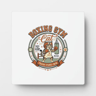 Boxing Gym Cat Boxing Gym Cat Vintage Vector Art S Plaque