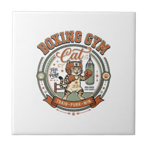 Boxing Gym Cat Boxing Gym Cat Vintage Vector Art S Tile