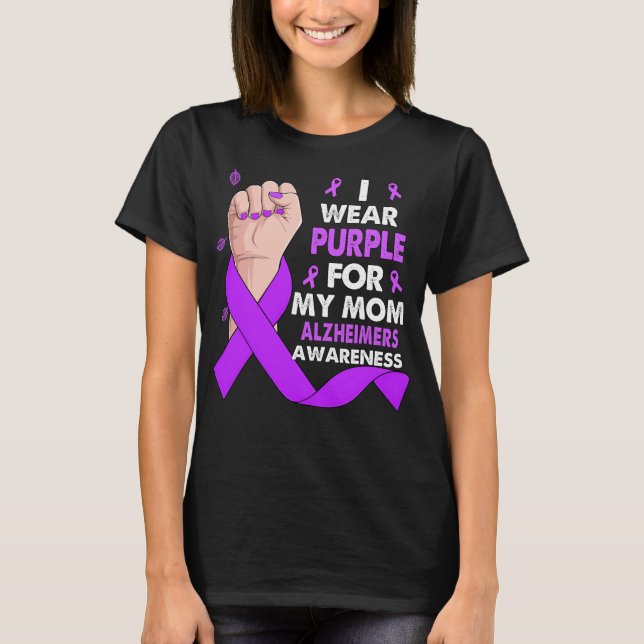 Boxing Hand I Wear Purple For My Mum ALZHEIMERS  T-Shirt (Front)