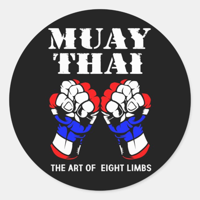 Boxing Hand Kickboxing The Art Of 8 Limbs Muay Tha Classic Round Sticker (Front)