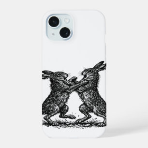Boxing Hares – Haunted Ink Woodland Duel iPhone 15 Case