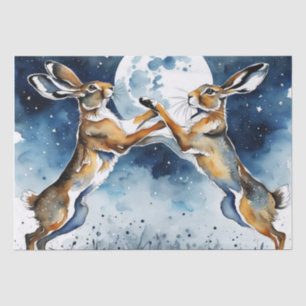 Boxing Hares Moonlight Decoupage Tissue Paper
