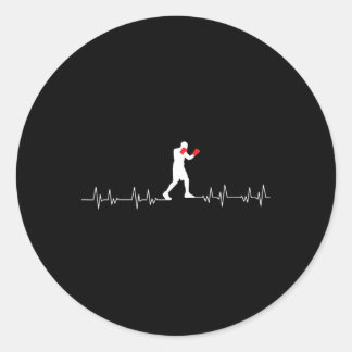 Boxing Heartbeat Art Boxing Gloves Gym Boxer Boys  Classic Round Sticker