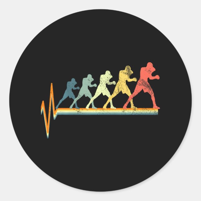 Boxing Heartbeat Boxer Love Classic Round Sticker (Front)
