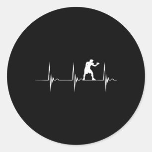 Boxing Heartbeat Ekg Pulse Boxer Boxing Gloves Kic Classic Round Sticker