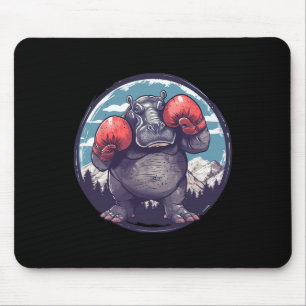 Boxing Hippo With Boxing Gloves Kickboxing Funny B Mouse Mat