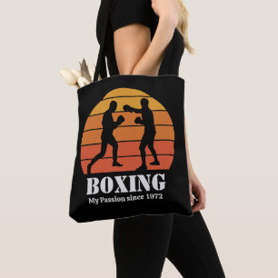 Boxing Hobby Retro Sunset Personalise Tote Bag