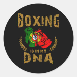 Boxing Is In My D-n-a Portugal Flag Boxing Gloves Classic Round Sticker