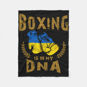 Boxing Is In My D-n-a Ukraine Flag Boxing Gloves Fleece Blanket
