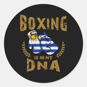 Boxing Is In My D-n-a Uruguay Flag Boxing Gloves Classic Round Sticker