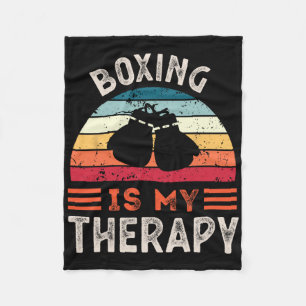 Boxing Is My Therapy Funny Fleece Blanket