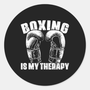 Boxing Is My Therapy Mma Boxer Fighter Fighting Ki Classic Round Sticker