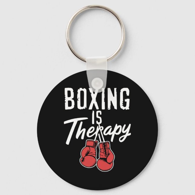 Boxing Is Therapy Sport Fighting Boxer Present For Key Ring (Front)