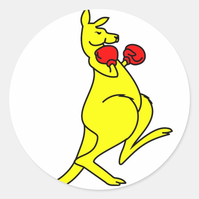 Boxing Kangaroo Classic Round Sticker (Front)