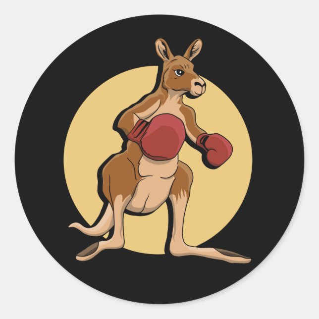 Boxing Kangaroo Classic Round Sticker (Front)