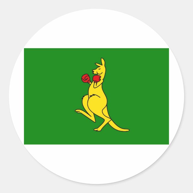 Boxing kangaroo collector item"s classic round sticker (Front)