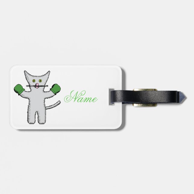 Boxing Kitten with Mittens Thunder_Cove Luggage Tag (Back Horizontal)