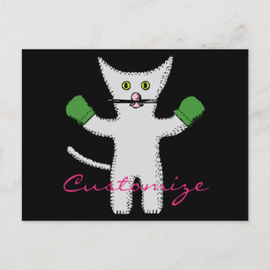 Boxing Kitten with Mittens Thunder_Cove Postcard