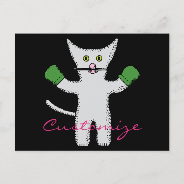 Boxing Kitten with Mittens Thunder_Cove Postcard (Front)