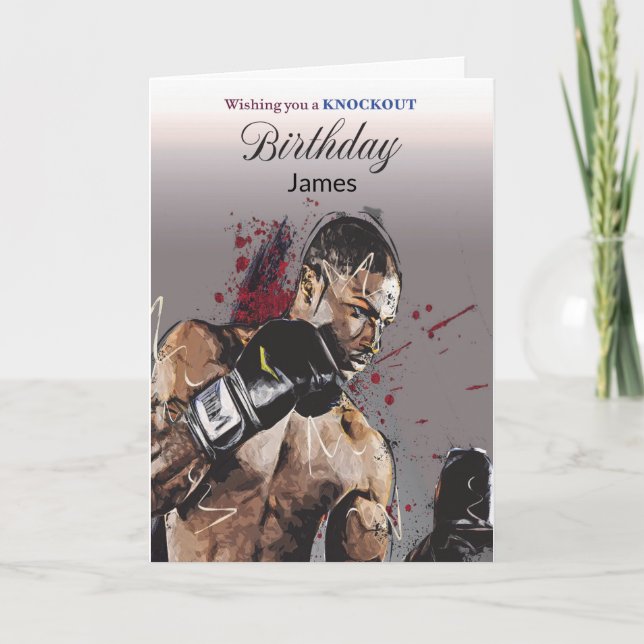 Boxing Knockout Personalised Birthday Card (Front)
