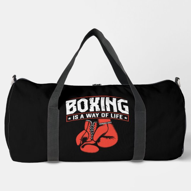 Boxing Lifestyle Red Gloves Duffle Bag (Front)
