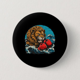 Boxing Lion Portrait Motif Wildlife Kickboxing Lov 6 Cm Round Badge