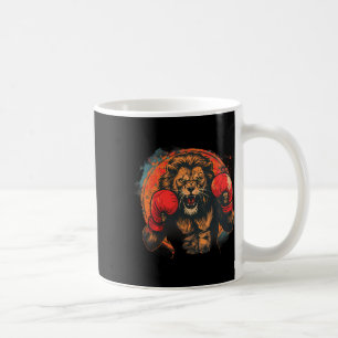 Boxing Lion Portrait Motif Wildlife Kickboxing Lov Coffee Mug