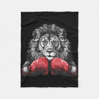 Boxing Lion Portrait Motif Wildlife Kickboxing Lov Fleece Blanket